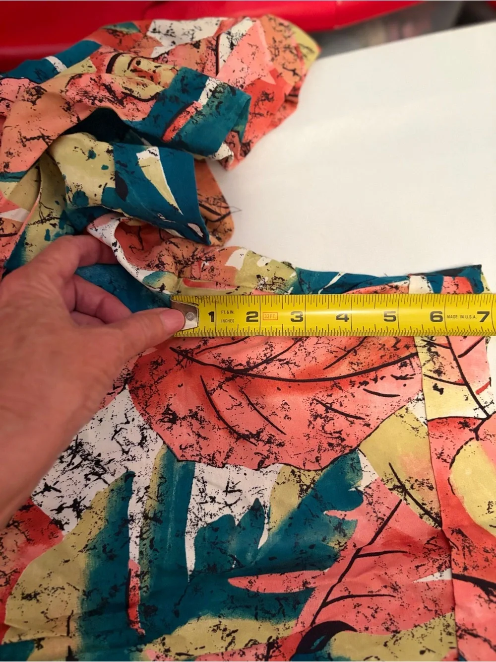 Tropical Print High-Waist Shorts - Coral, Teal, Yellow